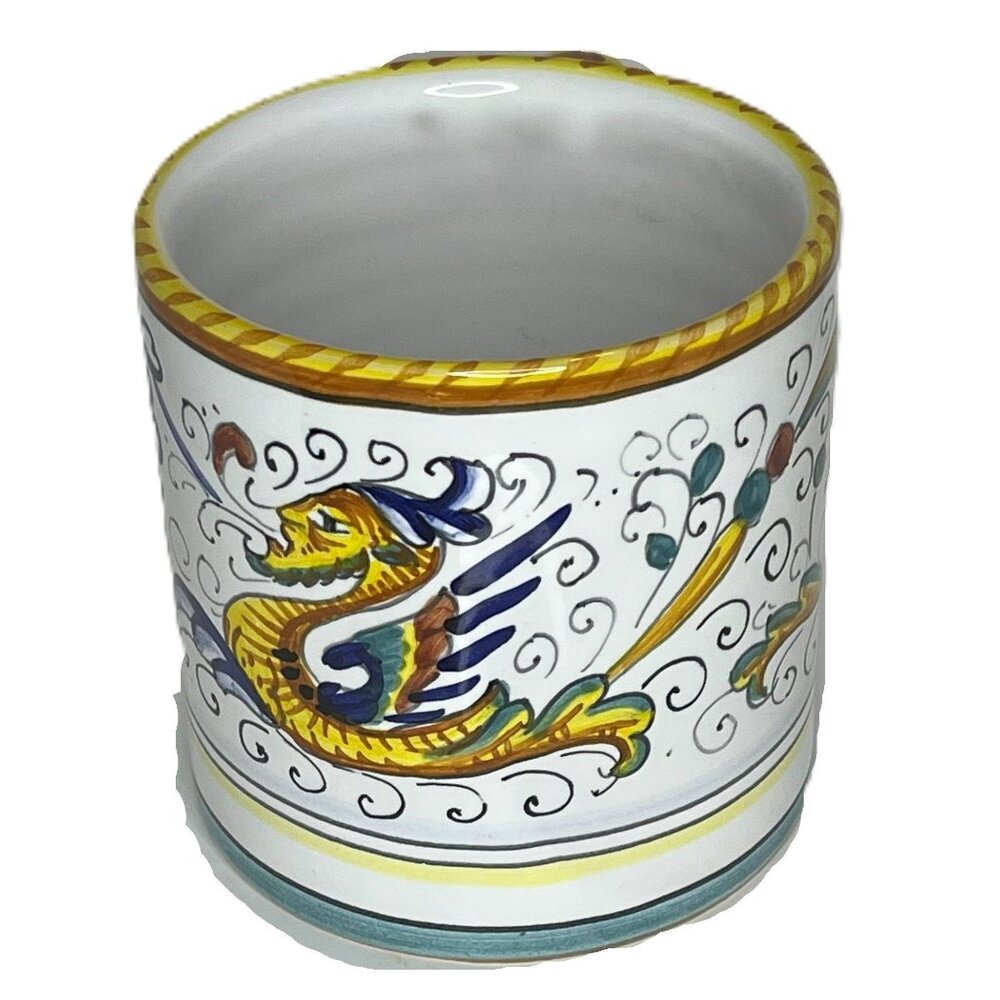 Deruta Italy Handcrafted Italian Ceramic Mug Colorful Ornate Design Dragon